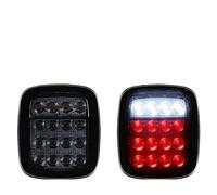 AWGNTQQ For Jeep For Wrangler YJ TJ CJ 2pcs 16 LED Tail Lights Smoked Shell Tail Light Rear Brake Reverse Light Turn Signals Tail Lights Lamps Assembly(Smoked without Turn)