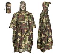 AWHA rain poncho camouflage/unisex, size L/XL - the extra-long rain protection with zipper and Chest pocket