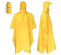 AWHA rain poncho yellow/unisex, size L/XL - the extra-long rain protection with zipper and Chest pocket