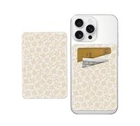 AWHSCP Phone Card Holder, Cute Leather Phone Wallet Stick On, Dual Pocket Credit Card Sticky Wallet, Compatible with Most of Cell Phone, Natural Floral, 2.55X3.70 inches, Modern