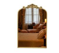 Awhtixbo Vintage Mirror,Gold Arched Antique Baroque Mirror for Wall, Wall Mounted Vanity Mirrors for Living Room, Bathroom Fireplace Hallway, Brass Traditional Ornate Wall Decor(Gold, 40 x 61cm)
