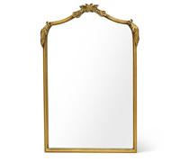 Awhtixbo wall mirror gold baroque, retro mirror with round arch and gold rim, ideal wall decoration for living room and hallway, size: 40 x 61 cm