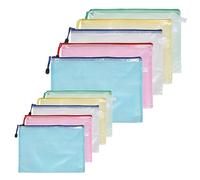 Awilnax Plastic Wallets A4 Zipper File Folders A5 Mesh Document Zip Lock Bags for School Supplies, Office, Homework,File Storage, Kids Puzzle Storage Bags - 10PCS (A4 A5 Size) (10)