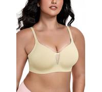 Awinclo Plus Size Full Coverage Seamless Bra No Underwire Gentle Lift Rhinestone Accent Ideal for Versatile Outfit Matching White 3XL
