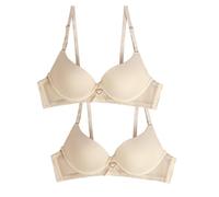 Awinclo Push Up 2 Pcs Bras for Women Smooth Lightly Lined Underwire Underwear Plus Size Comfort Bra Everyday Plunge Bra Beige Color 40C