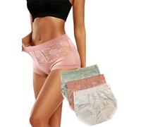 Awinclo Women's Underpants,Soft Lace Bikini Panties Cotton Gusset Comfortable Soft Panties Slight Tummy Control Pants 3 pcs set Green Pink Beige X-Large