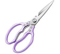 AWINJOY Heavy Duty Sharp Kitchen Scissors, Dishwasher Safe, Large Shears for Meat, Chicken, Fish, Poultry, Herb, Bread (Purple)