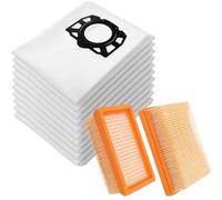 Awinker 10 PCS KFI 487 Vacuum Cleaner Bags 2.863-006.0 with 2 PCS KFI 4410 Filter Compatible with Karcher WD4 WD5 WD6 WD5P WD6P Premium MV4 MV5 MV6 Wet and Dry Vacuum Cleaner Replacement Parts