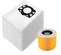 Awinker 12 Vacuum Cleaner Bags + 1 Filter for Karcher KFI 357, WD 2 Plus, WD 3, KWD 1-3, SE 4001, SE 4002 Vacuum Cleaner Replacement Parts 2.863-314.0