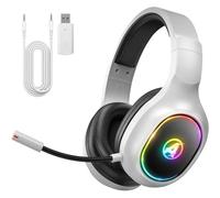 Awinnasey 2.4GHz Wireless Gaming Headset with Wired Mode, 5.4 Bluetooth Wireless Headphones for PS5, PS4, PC, Switch, Mac, Computer, Gaming Headset with Microphone, LED, Low Latency, White