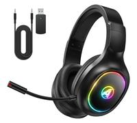 Awinnasey PH1 2.4GHz Wireless Gaming Headset for PS5, PS4, PC, Switch, Bluetooth Headset with 3.5mm Jack, Wireless Gaming Headphones with Microphone, 7.1 Stereo Sound, Low Latency, Black, PRO