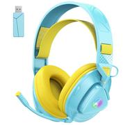 Awinnasey PH3 Wireless Gaming Headset for PS5,PS4,PC,Mac,Switch,50 Hours Battery for All-day Use, Dual-Mode 2.4GHz & Bluetooth Headset with Noise-Cancelling Mic,Vibran RGB Light,Light Yellow