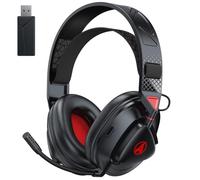 Awinnasey PH3 Wireless Gaming Headset with Mic for PS5, PS4, PC, Switch, Mac - 2.4GHz Bluetooth Gaming Headphones Wireless - Low Latency, Lossless Audio Headset for Gaming, Light Red