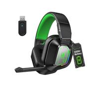 Awinnasey PH4 Wireless Gaming Headset with Microphone 50H Battery, 2.4GHz + BT Gaming Headphones for FIFA/Streaming/CS:GO,Low Lantancy(≤20ms), Compatible with PS5/PS4/PC,Black Green