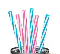 AWINNER Replacement Straw Compatible with Stanley Cup 40 oz 30 oz Tumbler,12.6 inch Long Silicone Reusable Drinking Straws Accessorie - Striped Assorted Color 6 Pack
