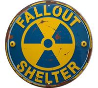 AWISZZZ Fallout Shelter Metal Sign 8x8in Round Vintage Plaque for Basement Wall Decor Retro Gift