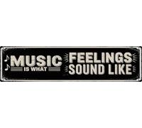 AWISZZZ Music is What Feelings Sound Like Metal Sign 4x16in Bohemian Plaque for Studio Wall Decor Musician Gift
