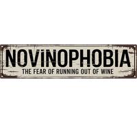 AWISZZZ Novinophobia Wine Fear Metal Sign 4x16in Humorous Plaque for Bar Wall Decor Wine Lover Gift