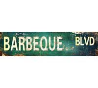 AWISZZZ Vintage Metal Tin Sign Retro Barbeque Blvd Signs Stylish Wall Art Plaques for Home Decor Bathroom Kitchen House and Gothic Wall Decor or as a Unique Poster 16x4 in