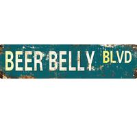 AWISZZZ Vintage Metal Tin Sign Retro Beer Belly Blvd Signs Stylish Wall Art Plaques for Home Decor Bathroom Kitchen House and Gothic Wall Decor or as a Unique Poster 16x4 in