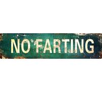 AWISZZZ Vintage Metal Tin Sign Retro No Farting Signs Stylish Wall Art Plaques for Home Decor Bathroom Kitchen House and Gothic Wall Decor or as a Unique Poster 16x4 in