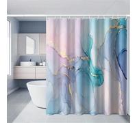 awitufhgp 1pc Dreamy Marble Pattern Gold-Plated Bathroom Curtain, Decor Curtain With Plastic Hooks, Home Bathroom Decor Polyester(180x225cm/71x86in(WxH))
