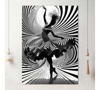 awitufhgp 1pc Gentle Deer Striped Abstract Dancer Canvas Wall Art - Black & White Dynamic Movement Poster for Home, Music Lovers(30x40cm/with frame)
