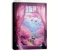 awitufhgp 1pc Modern Luxury Abstract Canvas Wall Art - Cherry Blossom & Mountain Landscape, for Living Room, Bedroom, Office Hallway(30x40cm/12x16in /No frame)