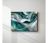 awitufhgp 1pc Modern Teal And Golden Canvas Wall Art - Luxury Abstract Ribbon Design, for Living Room, Bedroom, Office, Hallway(80x160cm/No frame)