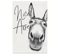 awitufhgp 1pc Playful Canvas Wall Art, Humorous Animal Nice Arse Donkey Typography Themed Canvas Wall Art, for Bathroom Decor(20x30cm/No frame)