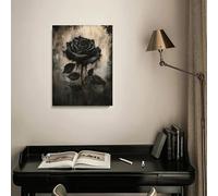 awitufhgp 1pc Unique White Valentine's Day Black Rose Bouquet Canvas Wall Art,Classical Black Flowers Posters, Home Decor Office(55x75cm/22x30in /No frame)