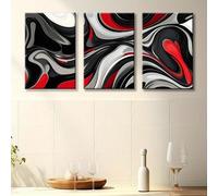 awitufhgp 3pc Abstract Triptyh Red Black White Art Theme Canvas Wall Art For Him/Her, Bedroom, Living Room, Bathroom Frameless(60x80cmx3/No frame)