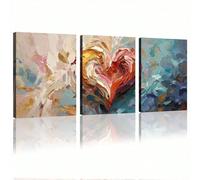awitufhgp 3pc Canvas Wall Art - Modern Art, Heart Shaped Canvas Painting, Neutral Abstract Boho Canvas Wall Art, for Living Room(30x40cmx3/No frame)