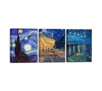 awitufhgp 3pc Canvas Wall Art Vincent Van Gogh Paintings Reproduction Starry Night Over The Rhone Cafe Terrace at Night Home Decor(20x30cmx3/No frame)