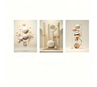 awitufhgp 3pc Luxury Bohemian Solid Color Geometric Sphere Theme Canvas Wall Art, for Living Room, Bedroom, Office, Hallway(30x45cmx3/No frame)