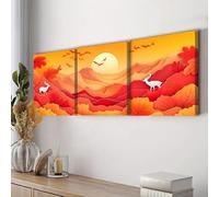 awitufhgp 3pc Showcases an Autumn Theme Canvas Wall Art with a White Deer, for Decorating Walls in Homes, Living Rooms Frameless(20x30cmx3/No frame)