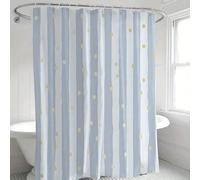 awitufhgp A Single Piece Shower Curtain Featuring Blue And White Vertical Stripes with Golden Polka Dot Prints, for Modern Bathroom(157x183cm/62x72in(WxH))