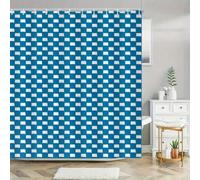 awitufhgp Blue & White Polyester Shower Curtain with Hooks - Gingham Checkered Pattern for Standard Bathtubs & Rods, Bathroom Partition(200x243cm/79x96in(WxH))