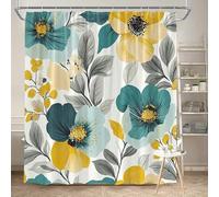awitufhgp Contemporary Shower Curtain Stylized Flowers in Teal, Featuring a Striking Floral Design, for Modern Bathroom Decor(160x200cm/63x79in(WxH/yulian)