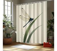 awitufhgp Dragonfly on Green Leaves Light Beige Style Bathroom Shower Curtain with Hooks, for Windows, Walls, Bathtub, Bathroom(200x300cm/79x118in /yulian)