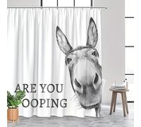 awitufhgp Funny Quirky Donkey Shower Curtain with ARE YOU POOPING? Text - Humorous Bathroom Decor, for Home Bathroom Bathtub(240x180cm/94x71in(WxH))