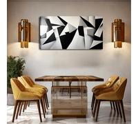 awitufhgp Large Decor Painting, Black, White, Gray Geometric Shape, Home Office, Living Room, Bedroom, High Quality Canvas Wall Art(50x100cm/No frame)