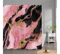 awitufhgp Marble Abstract Bath Curtain - Swirling Pink, Black & Golden Glitter Design, Luxurious Metallic Texture, Bathroom Decor(80x150cm/31x59in(WxH))