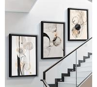 awitufhgp Modern Abstract Black White Beige Brown Golden Neutral Tones, BohemianTriptych for Home Office, Bedroom, Bathroom Decor(30x40cmx3/No frame)