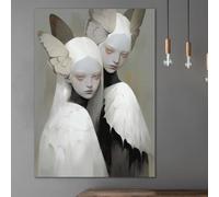awitufhgp Modern Luxury Abstract Canvas Wall Art, Two Refined and Elegant Girls Art Poster, for Living Room, Bedroom, Office, Study(60x80cm/with frame)