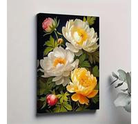 awitufhgp Multicolored Peony Ensemble Canvas Wall Art - Traditional & Contemporary Style, Vibrant Floral, for Living Room Study Decor,(60x80cm/24x31in(WxH)/No frame)