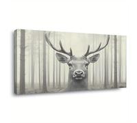 awitufhgp Neutral Palette Modern Minimalist Deer in Fog Canvas Wall Art - Elegant Wall Decor, for Living Room, Bedroom, Office(60x120cm/with frame)