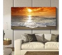 awitufhgp Ocean Waves And a Sunrise Seaview for Home Decor This Patterned Wall Art Is Suitable for Living Rooms Bedrooms Offices Frameless(50x100cm/No frame)