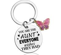 AWIWTOBQ Aunt Gifts Cute Keychain For Aunt Best Auntie Ever Gifts Aunts Presents From Niece Nephew Mothers Day Christmas Birthday GIft Keyring with Butterfly Charm, Inspirational Message