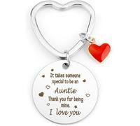 AWIWTOBQ Auntie Heart Keychain Gifts from Niece Nephew,Aunt Mothers Day Mother's Day Birthday Christmas Easter Valentines Thank You Cool Funny Aunty Best Auntie,Presents for Aunt with Red Heart Charm